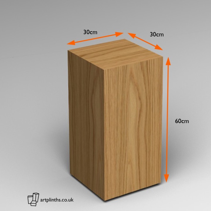 Oak Plinth 60H x 30W x 30D dimensions