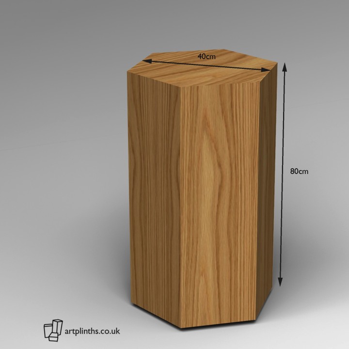 Hardwood Hexagon Plinth 80H x 40W cm SALE