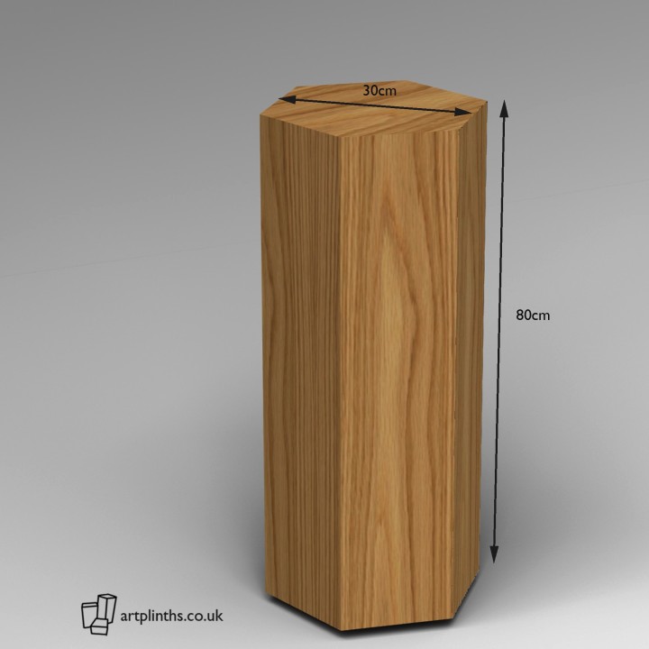  Hardwood Hexagon Plinth 80H x 30W cm SALE