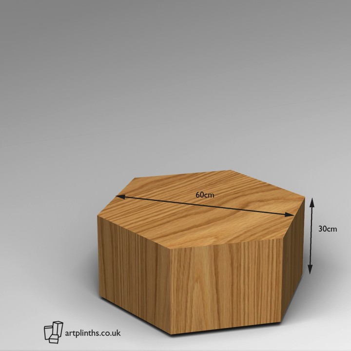  Hardwood Hexagon Plinth 30H x 60W cm SALE